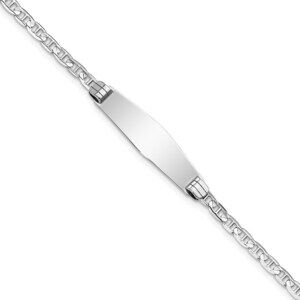 14k White Gold Wg Soft Diamond Shape Anchor Link Id Bracelet
